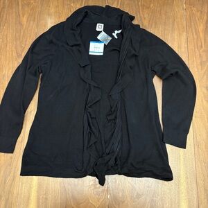 Anne Klein Black Ruffled Cardigan